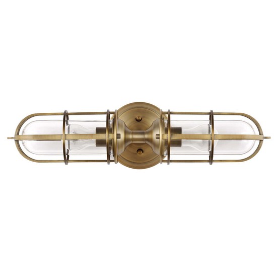 Elstead Urban Restoration Wandleuchte E27 2-fach Dunkles Antikmessing Klar IP44