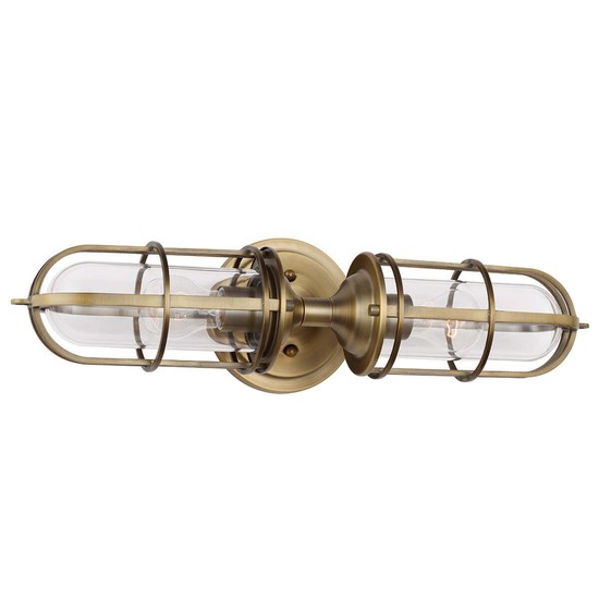 Elstead Urban Restoration Wandleuchte E27 2-fach Dunkles Antikmessing Klar IP44