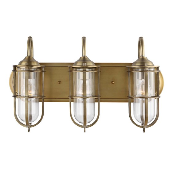 Elstead Urban Restoration Wandleuchte E27 3-fach Dunkles Antikmessing Klar IP44