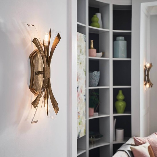 Elstead Vida Wandleuchte E14 2-fach Brüniertes Gold