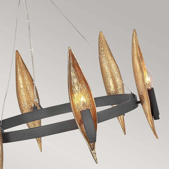 Elstead Willow Kronleuchter E14 6-fach schwarz mit Deluxe Gold