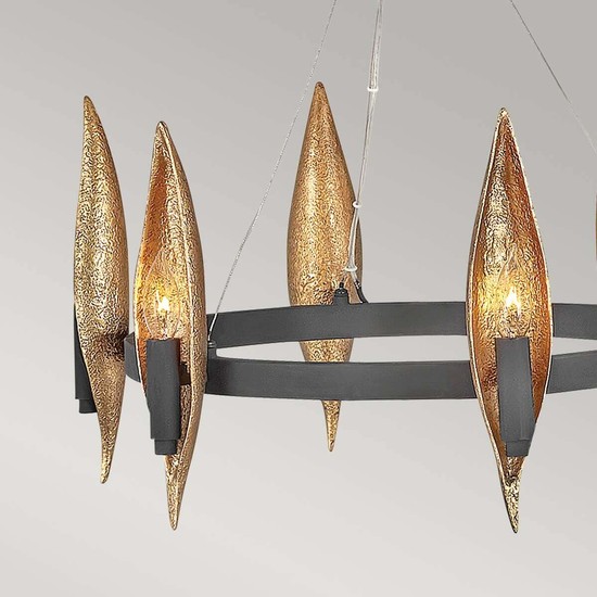 Elstead Willow Kronleuchter E14 6-fach schwarz mit Deluxe Gold