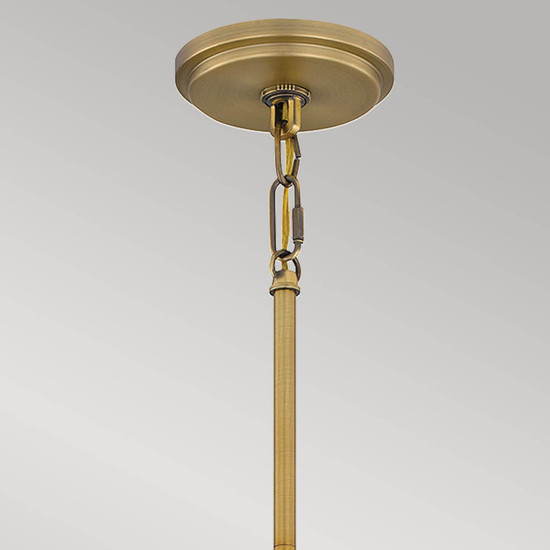 Elstead Brecken Pendelleuchte E27 2-fach Gealtertes Messing und Schirm in Alabasteroptik Opalglas