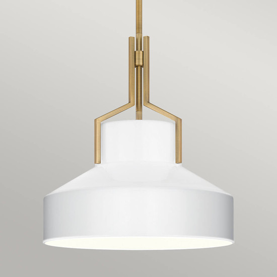 Elstead Brecken Pendelleuchte E27 2-fach Gealtertes Messing und Opalglas-Schirm mit Einfassung Opalglas