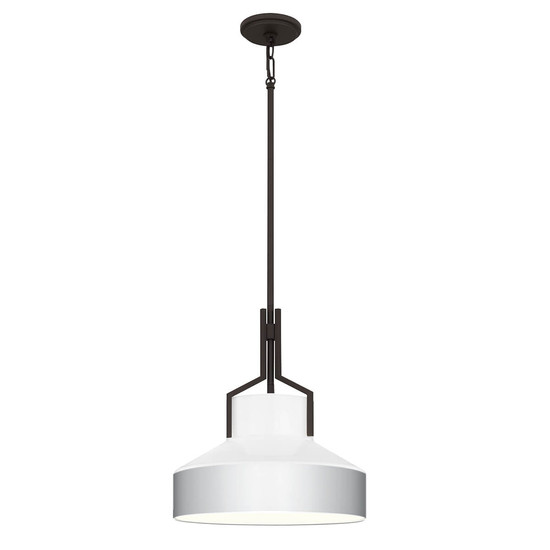 Elstead Brecken Pendelleuchte E27 2-fach Gealterte Bronze und Schirm in Alabasteroptik Opalglas
