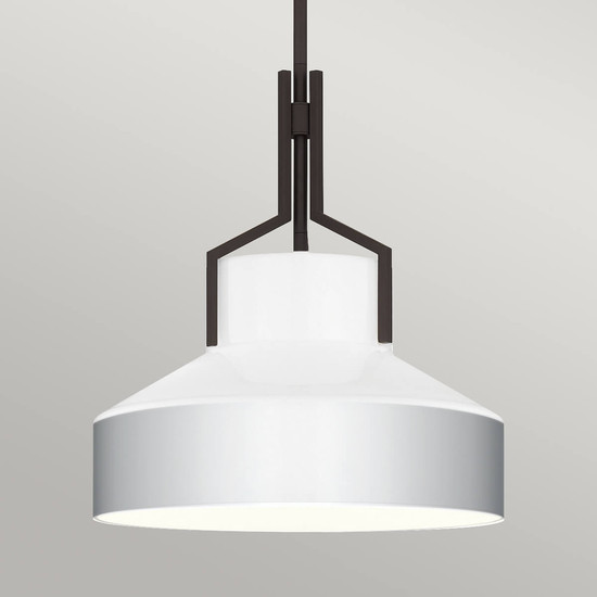 Elstead Brecken Pendelleuchte E27 2-fach Gealterte Bronze und Schirm in Alabasteroptik Opalglas