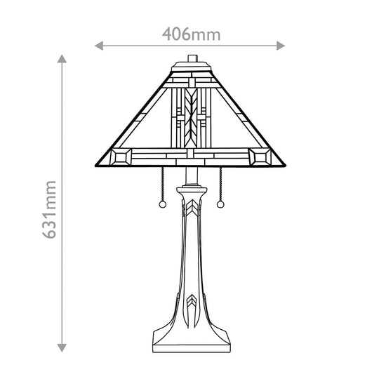 Elstead Navajo Tischlampe E27 2-fach Bronze und Kunstglas-Schirm Tiffanyglas