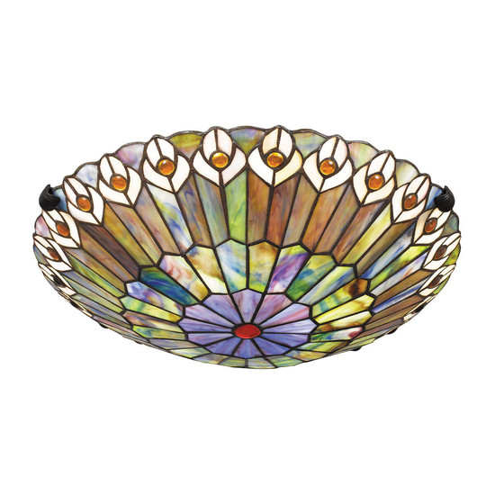 Elstead Watkins Deckenleuchte E27 2-fach Valiant Bronze und Kunstglas-Schirm Kunstglas