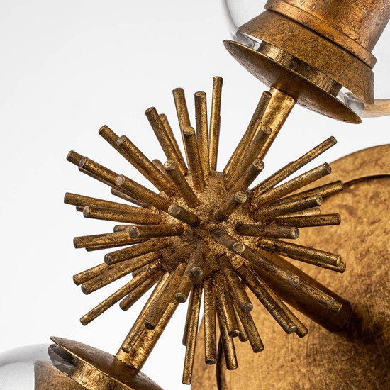 Elstead Staring Wandleuchte E27 2-fach Gebeiztes Gold Klar