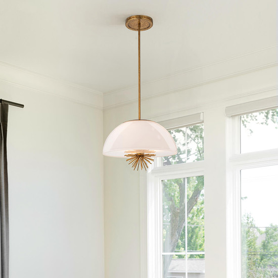 Elstead Staring Pendelleuchte E14 3-fach Gebeiztes Gold Opal