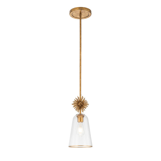Elstead Staring Pendelleuchte E27 Gebeiztes Gold Klar