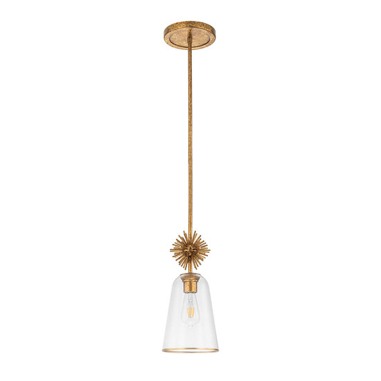 Elstead Staring Pendelleuchte E27 Gebeiztes Gold Klar