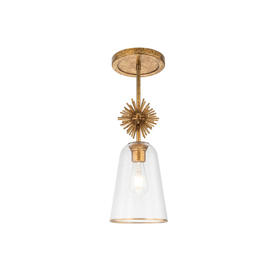 Elstead Staring Pendelleuchte E27 Gebeiztes Gold Klar