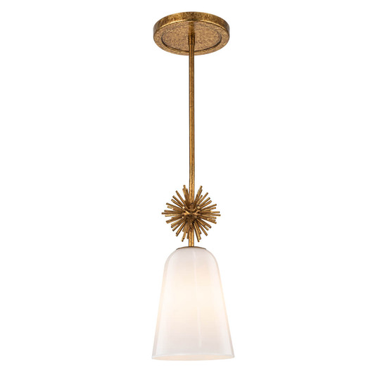 Elstead Staring Pendelleuchte E27 Gebeiztes Gold Opal