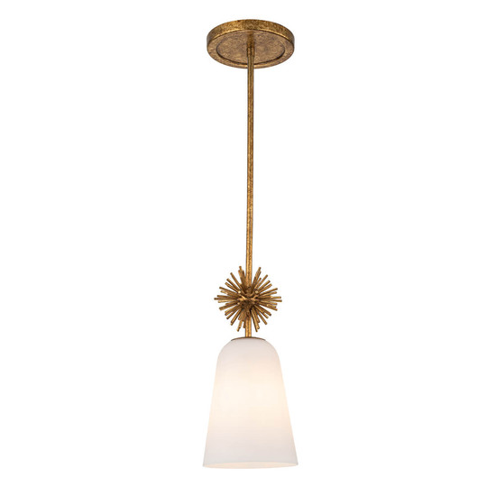 Elstead Staring Pendelleuchte E27 Gebeiztes Gold Opal