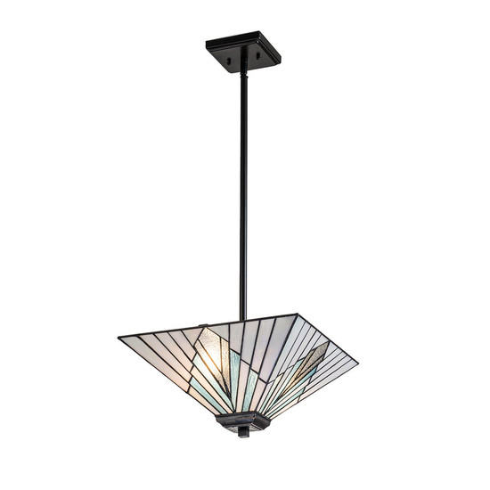 Elstead Alderley Pendelleuchte E27 2-fach Vintage-Bronze Tiffanyglas