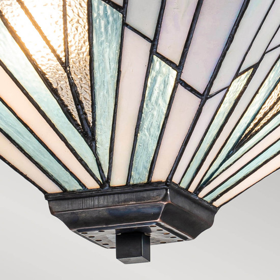 Elstead Alderley Pendelleuchte E27 2-fach Vintage-Bronze Tiffanyglas