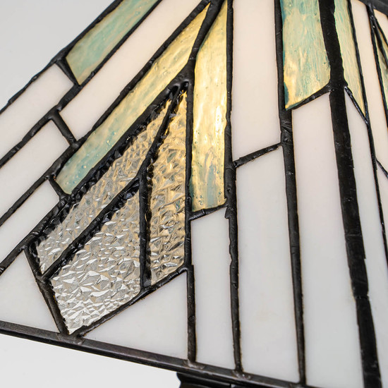 Elstead Alderley Tischlampe E14 Vintage-Bronze Tiffanyglas