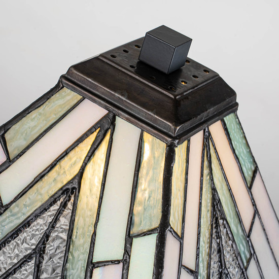 Elstead Alderley Tischlampe E14 Vintage-Bronze Tiffanyglas