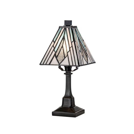 Elstead Alderley Tischlampe E14 Vintage-Bronze Tiffanyglas klein