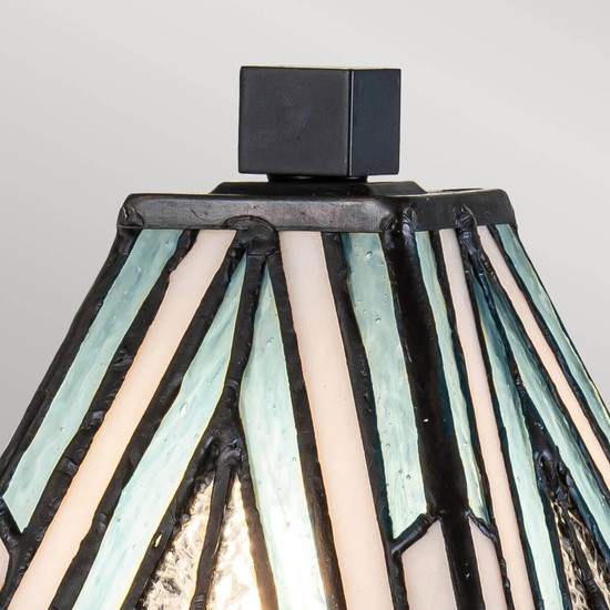 Elstead Alderley Tischlampe E14 Vintage-Bronze Tiffanyglas klein