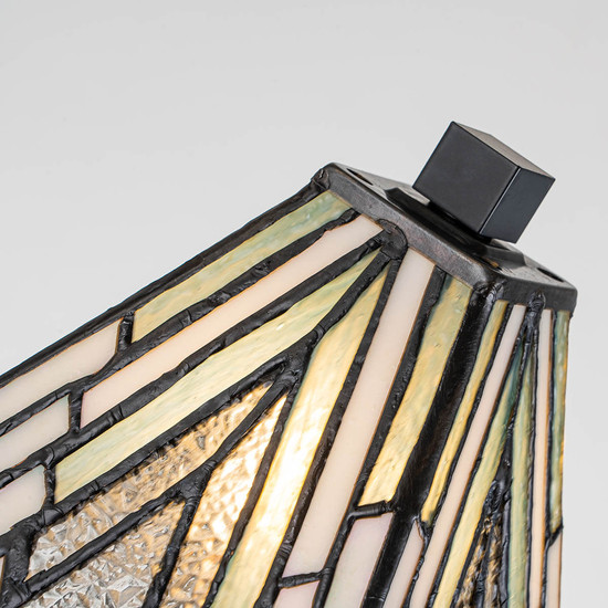 Elstead Alderley Tischlampe E14 Vintage-Bronze Tiffanyglas klein