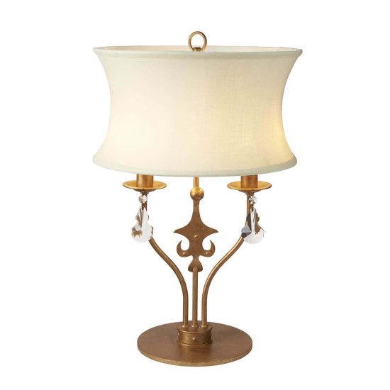 Elstead Windsor Tischleuchte E14 2-fach Gold Patina Creme, Made in UK