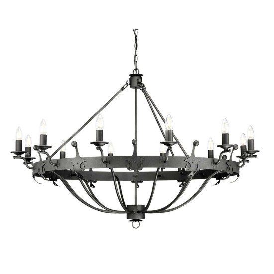 Elstead Windsor Kronleuchter E14 12-fach Graphit, Made in UK