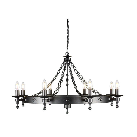 Elstead Warwick Kronleuchter E14 8-fach Graphit Schwarz, Made in UK