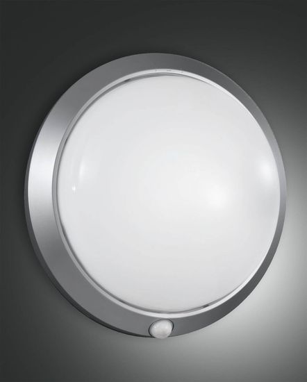 Fabas Luce Außen-Deckenleuchte Armilla E27 Ø300mm IP44 Silber Bewegungsmelder