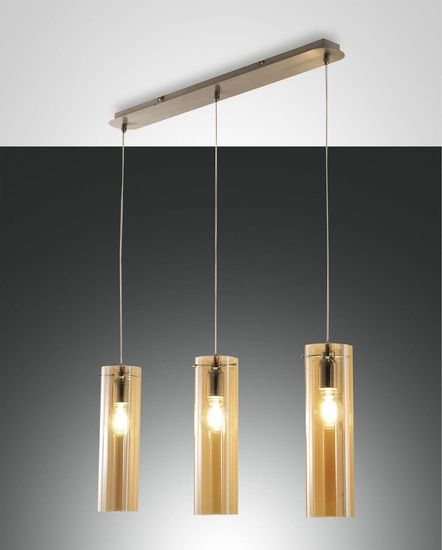 Fabas Luce Pendelleuchte Sintesi E27 2000x80mm Bernstein