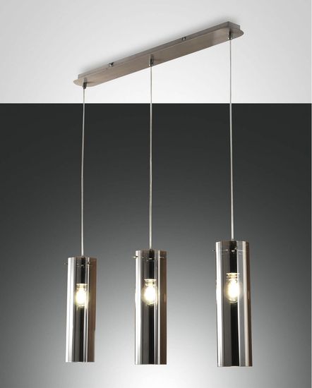 Fabas Luce Pendelleuchte Sintesi E27 2000x80mm Grau