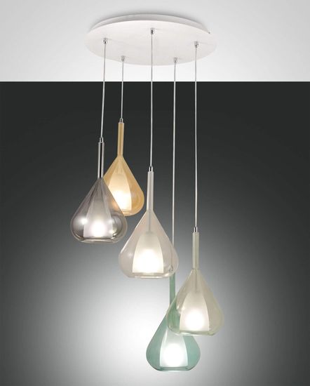 Fabas Luce Pendelleuchte Lila E27 Ø500mm Bernstein 5x40W