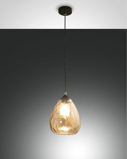 Fabas Luce Pendelleuchte Gisella E27 Ø200mm Bernstein
