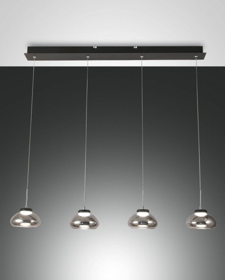 Fabas Luce LED Pendelleuchte Arabella 2000x140mm 32W Warmweiß Grau dimmbar