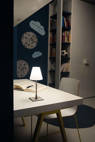 Fabas Luce Tischleuchte Lucy G9 Ø100mm Warmweiß Chromfarben dimmbar