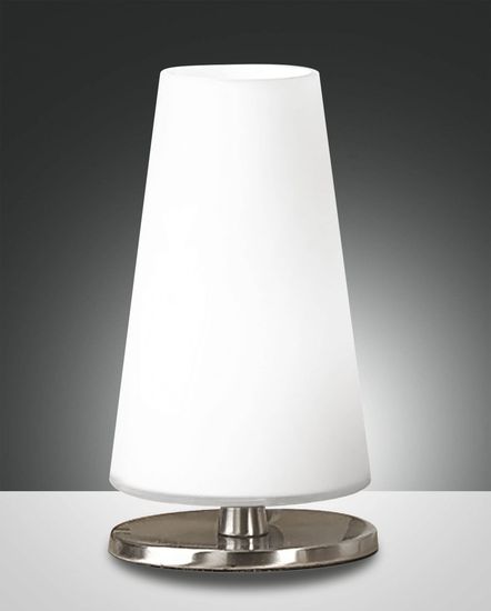 Fabas Luce Tischleuchte Milady G9 Ø110mm Warmweiß Chromfarben dimmbar