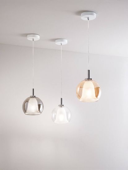 Fabas Luce Pendelleuchte Bretagna E27 Ø220mm Weiß transparent