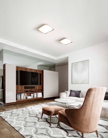 Fabas Luce LED Deckenleuchte Hugo 60x250mm 18W Warmweiß Sandfarben dimmbar, made in Italy