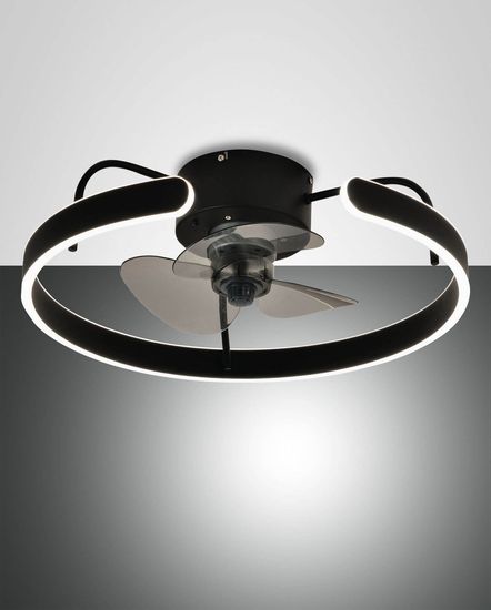 Fabas Luce LED Deckenleuchte mit Ventilator Savoy Ø500mm 40W steuerbare Lichtfarbe Schwarz