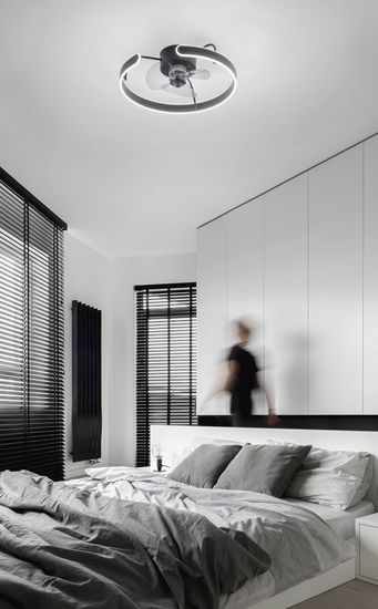 Fabas Luce LED Deckenleuchte mit Ventilator Savoy Ø500mm 40W steuerbare Lichtfarbe Schwarz