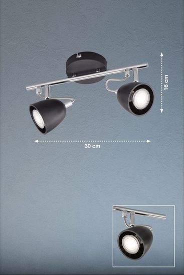 FHL Gemma LED Deckenleuchte 2-fach GU10 4W warmweiss schwarz, nickel-chrom