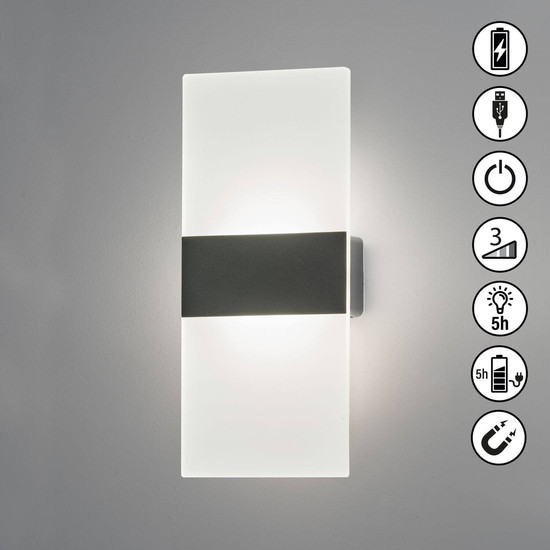 FHL Magnetic LED Wandleuchte 2W dimmbar Akku warmweiss schwarz 830047