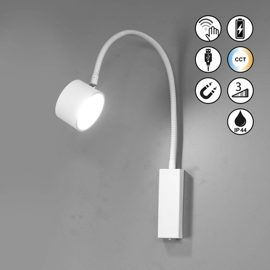 FHL Magnetic LED Wandspot flex 1,5W dimmbar Akku CCT einstellbare Lichtfarbe sandweiß 830062