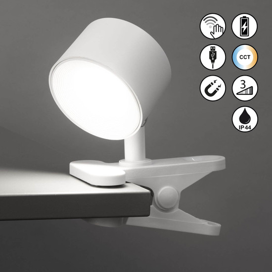 FHL Magnetic LED Klemmleuchte 1,5W dimmbar Akku CCT einstellbare Lichtfarbe sandweiß 830064