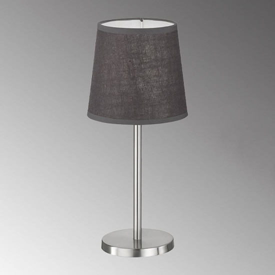 FHL Eve Tischleuchte, Tischlampe E14 Leinen-Stoffschirm grau nickel