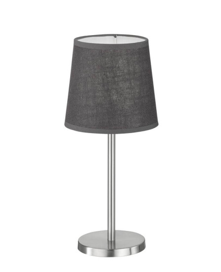 FHL Eve Tischleuchte, Tischlampe E14 Leinen-Stoffschirm grau nickel