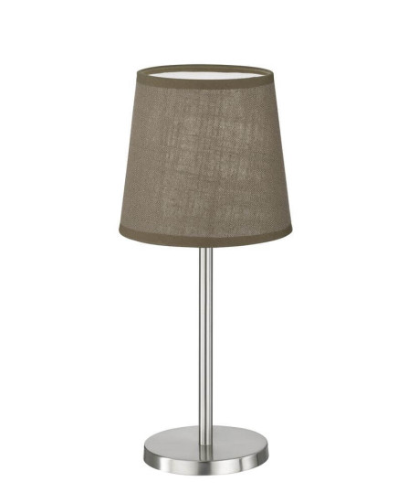 FHL Eve Tischleuchte, Tischlampe E14 Leinen-Stoffschirm braun nickel