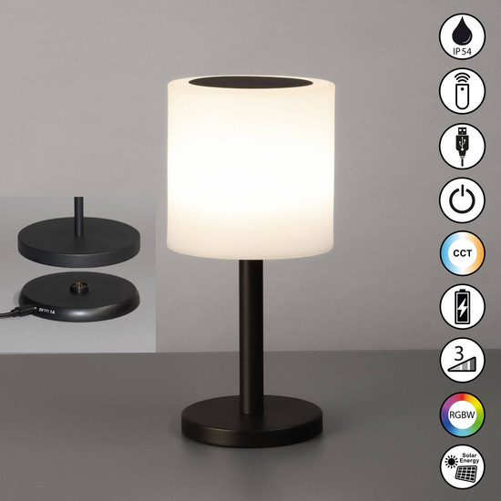 FHL Milano Pro LED Tischleuchte 1W Akku CCT einstellbare Lichtfarbe sandschwarz 850378