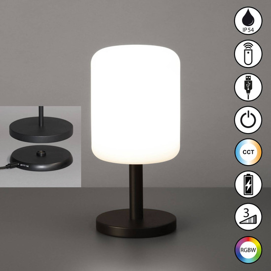 FHL Volterra Pro LED Tischleuchte 2W dimmbar Akku CCT einstellbare Lichtfarbe sandanthrazit 850383